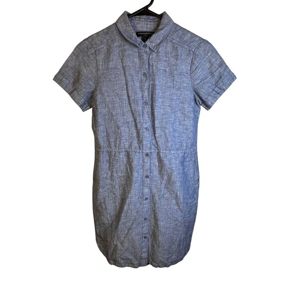 Banana Republic Womens Dress Chambray Linen Button-Down Short-Sleeve Dress Sz 0 - Picture 11 of 11